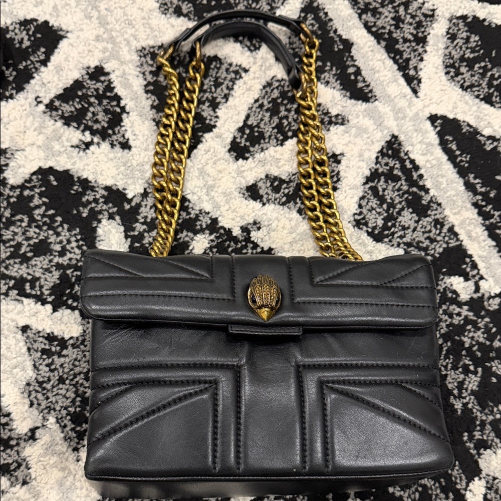 Kurt Geiger Black Quilted Bag with Gold Chain